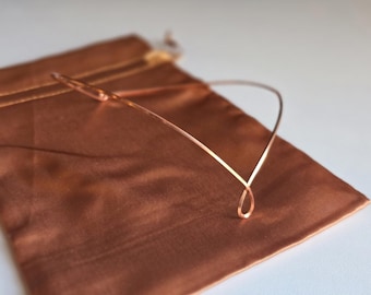 Handmade Copper Choker - Teardrop Loop Design w Gemstone or Angel Number Options