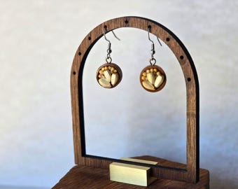 Wood + Safflower + Mustardseed Divination Earrings, Protection Earrings - Handmade