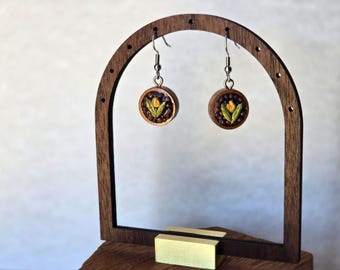Wood + Fennel + Fenugreek + Mustardseed Divination Earrings, Protection Earrings - Handmade