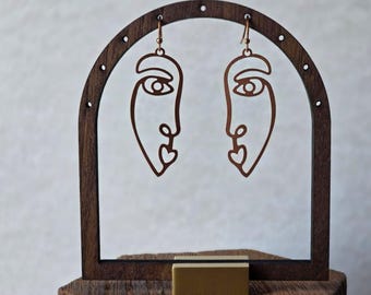 Copper Divination Earrings - Faces