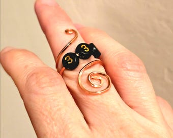 Handmade Copper Angel Number Ring – Adjustable 99% Pure Copper Divination Tool