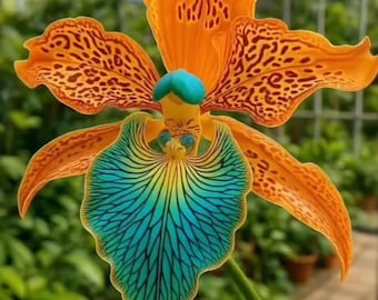 50 Orange Blue Bearded Iris Seeds Multicolor Ruffled Blooms