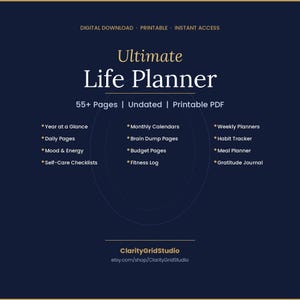 ADHD-planner voor volwassenen | Ongedateerd, Brain Dump, Mood Tracker (digitale download pdf)
