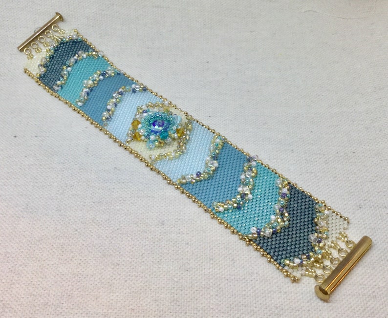 Sand and Surf Beaded Bracelet Tutorial Peyote Stitch Bracelet Etsy