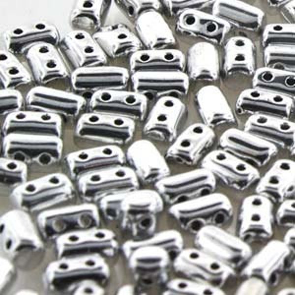 Rulla Beads Full Labrador Shiny Silver 10 Grams 3X5mm Czech Pressed Glass Two Hole Beads Barrel Shaped Bead