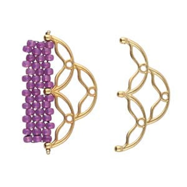 Cymbal Elements Sitanos III End for 80 Seed Beads 24K Gold Plate 35.4X16.8mm Ending Clasp 2 Pcs Greek Finding Bead Bracelet Necklace
