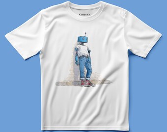 Robot Leaning on Wall - Hand-Drawn Youth T-Shirt | Clank & Co.