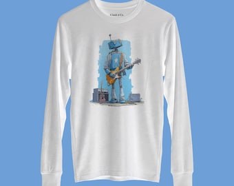 Rock Star Robot with Guitar - Hand-Drawn Youth T-Shirt | Clank & Co.