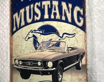 Letrero metálico de Ford Mustang de reproducción vintage, 8'' x 12'', aluminio