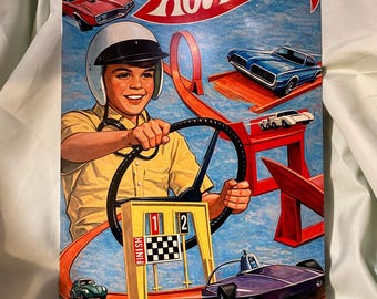 Letrero metálico de Hot Wheels – Arte de carreras vintage, decoración para garaje o cueva de hombre (8x12)