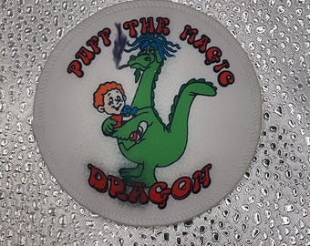 Parche de Puff el Dragón Mágico: estilo vintage de los años 70, para planchar o coser.