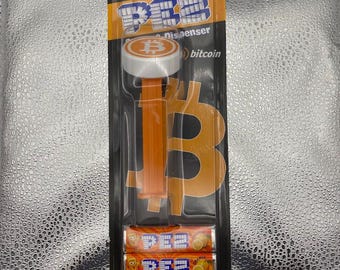 Dispensador de Bitcoin PEZ de edición limitada: criptocoleccionable, tallo naranja (sellado)