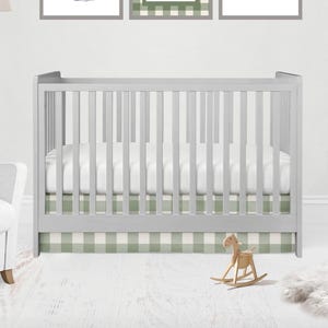 Sage Green Gingham Crib Skirt Check Crib Bedding Farmhouse Crib Nursery Boy Nursery Decor Green Plaid Baby Bedding Mini Crib Standard Size