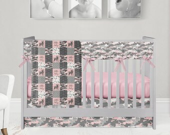 pink camouflage crib sets