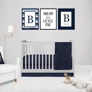 Navy Baby Boy Crib Bedding Set: Cotton Blanket, Skirt, Sheet
