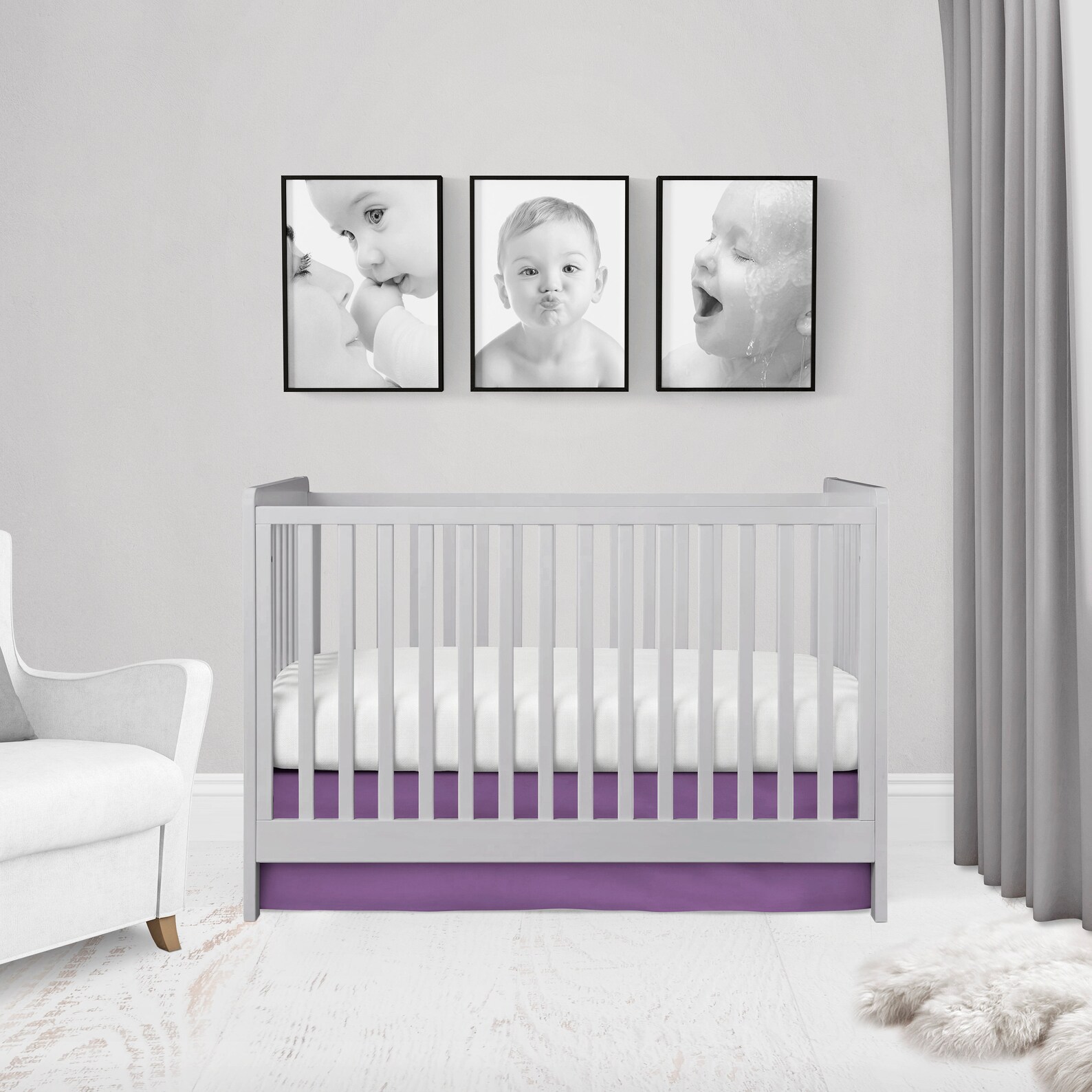 Purple Crib Skirt Baby Girl Crib Bedding Purple Nursery Etsy