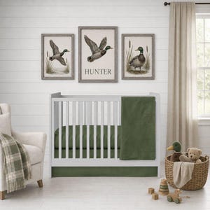 Boy Crib Bedding Set Baby Boy Nursery Theme Sage Crib Skirt Sheets Crib Comforter Set Embroidery Baby Gifts for Room Solid Color Blanket