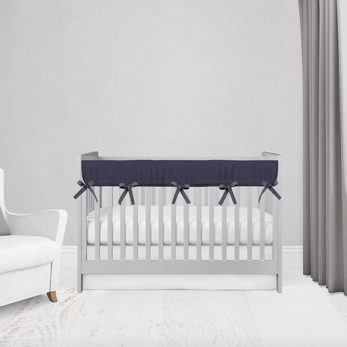 Navy Blue Crib Skirt Navy Rail Cover Boy Crib Bedding Set Etsy