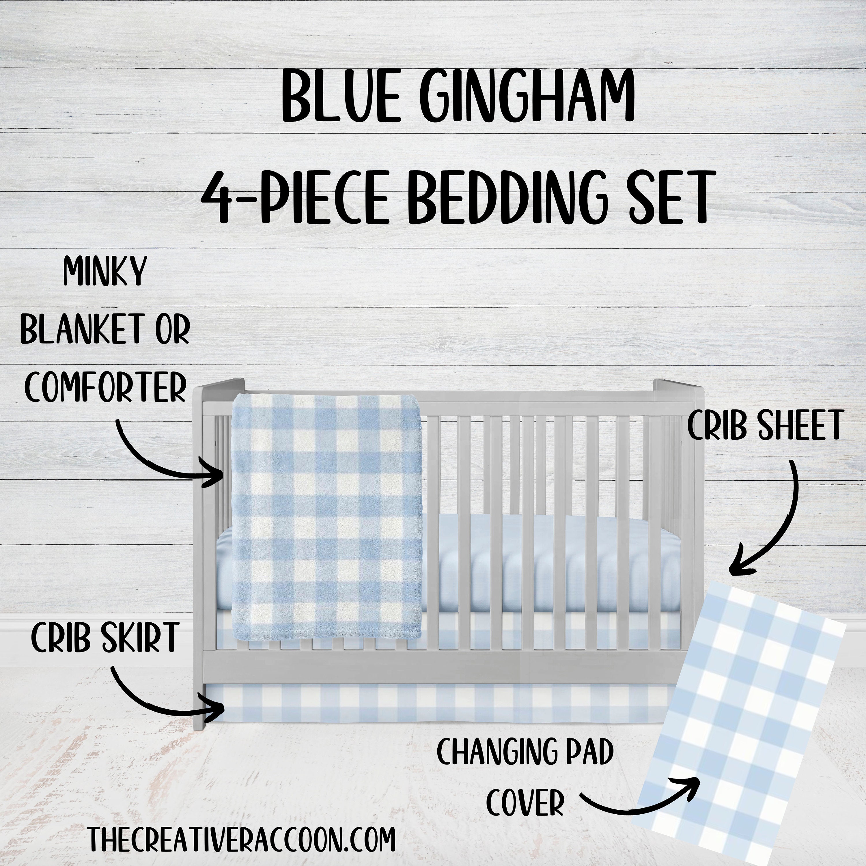 Blue Gingham Check Crib Bedding Farmhouse Crib Nursery Blue Crib Sheet Baby Boy Blanket Personalized Boy Nursery Blue Decor Etsy Canada