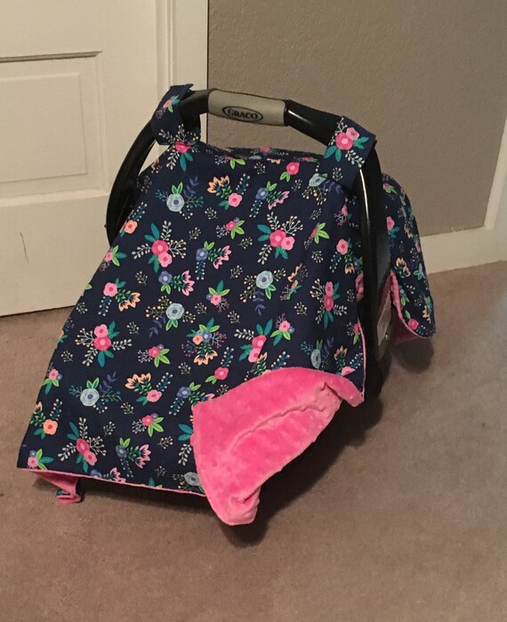 Fl Car Seat Canopy Girl Cat Cover Baby Nursing Gift For Infant Navy Nursery