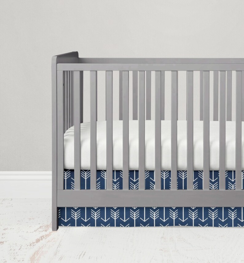 Navy Crib Skirt Arrow Crib Bedding Crib Skirt Girl Crib Etsy