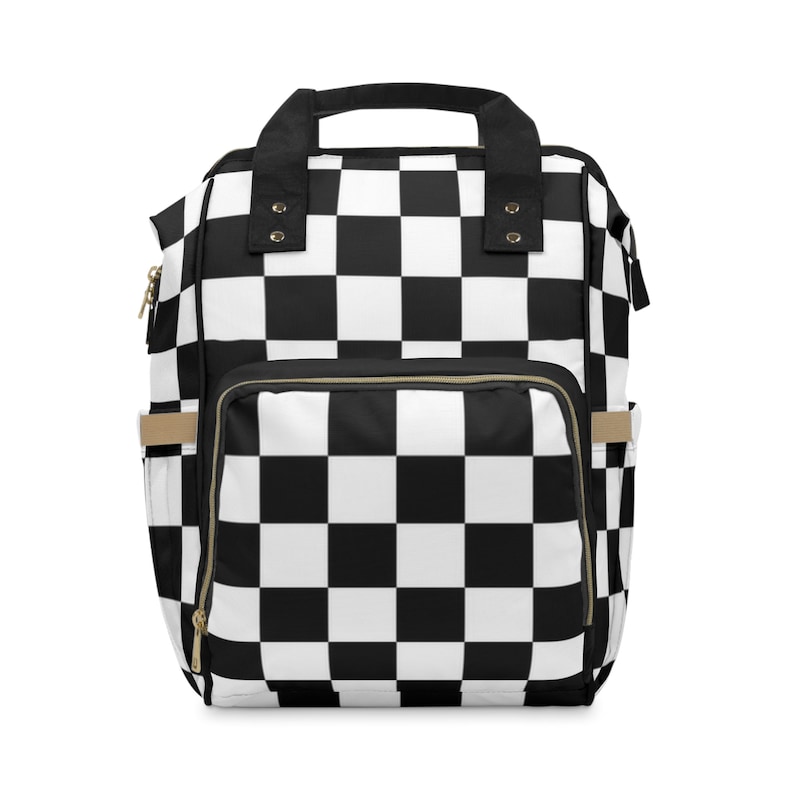 Diaper Bag Set - Beige & White Checkered main image 1