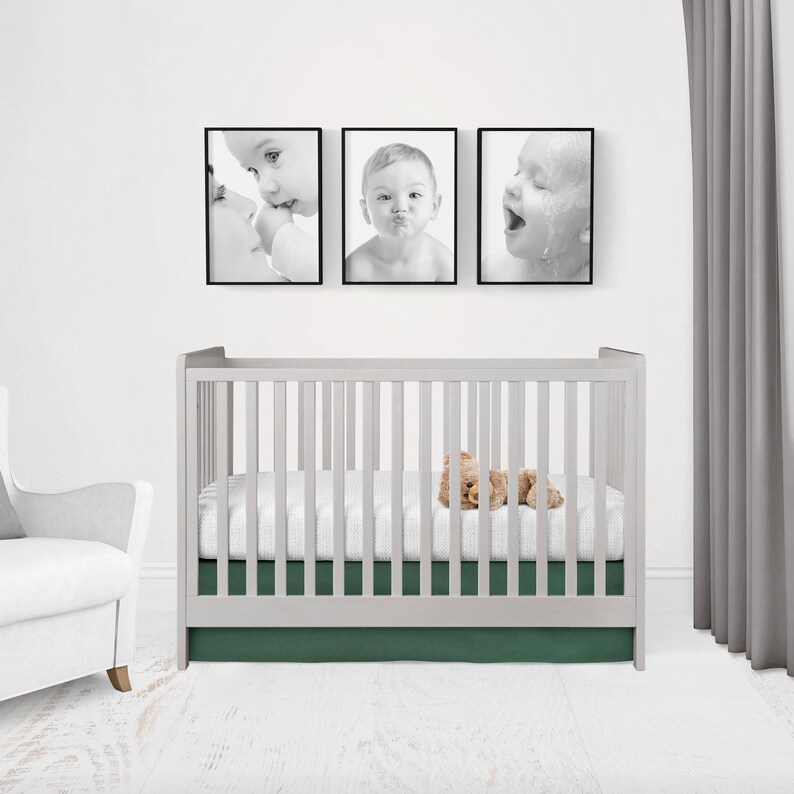 Hunter Green Crib Skirt Forest Green Bedding Pleated Crib Etsy