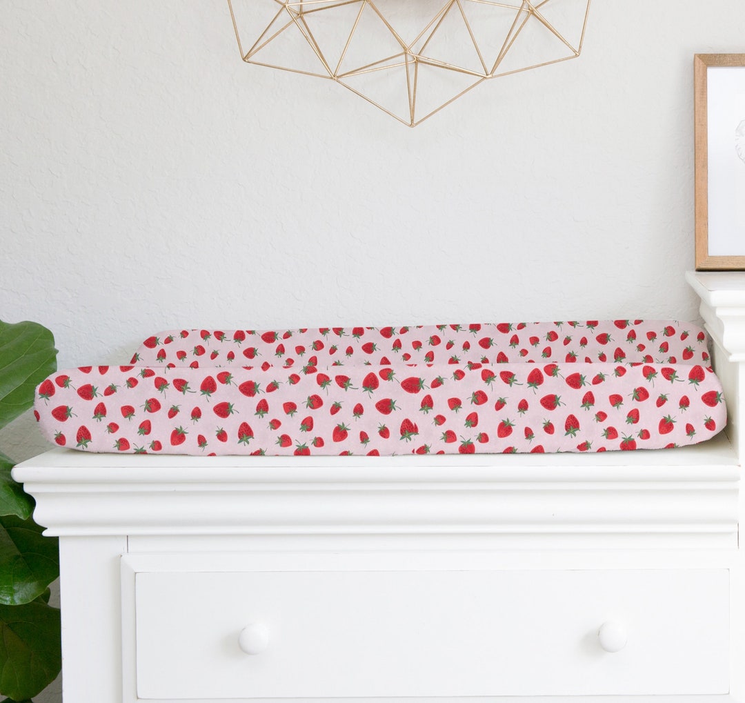 Strawberry Changing Pad Cover Girl Strawberry Nursery Girl Etsy