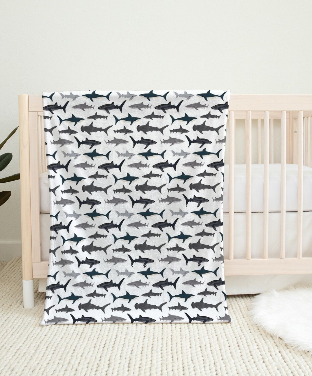 Shark Baby Blanket Sea Life Baby Blanket Shark Baby Boy Etsy