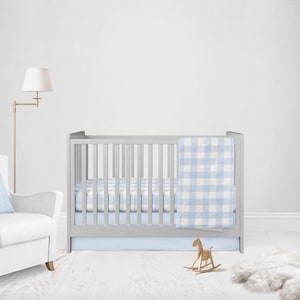 Ropa de cuna de cuadros azules: decoración rústica para habitación infantil, manta personalizada