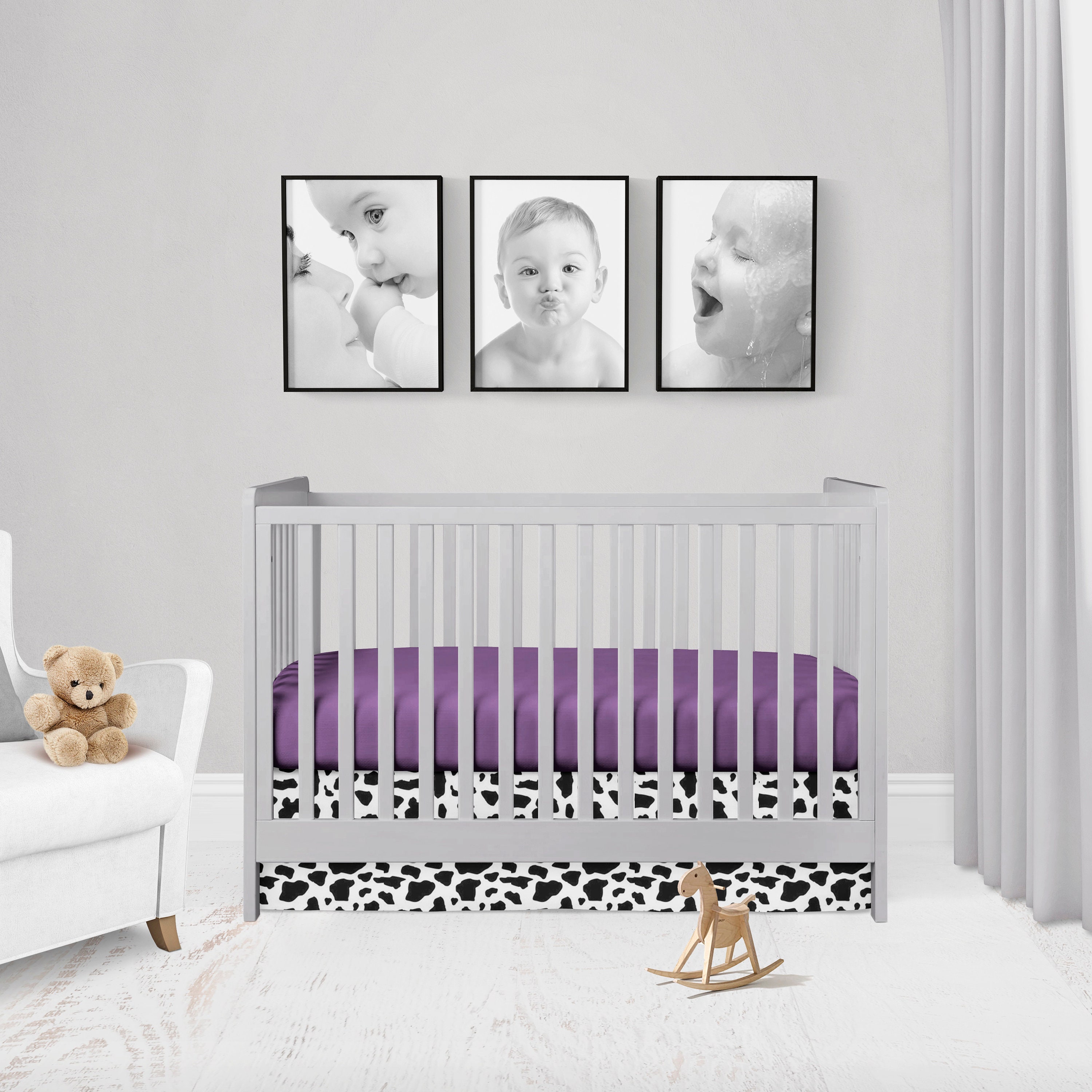 Cow Crib Skirt Purple Crib Sheet Cow Crib Bedding Set Farm ...
