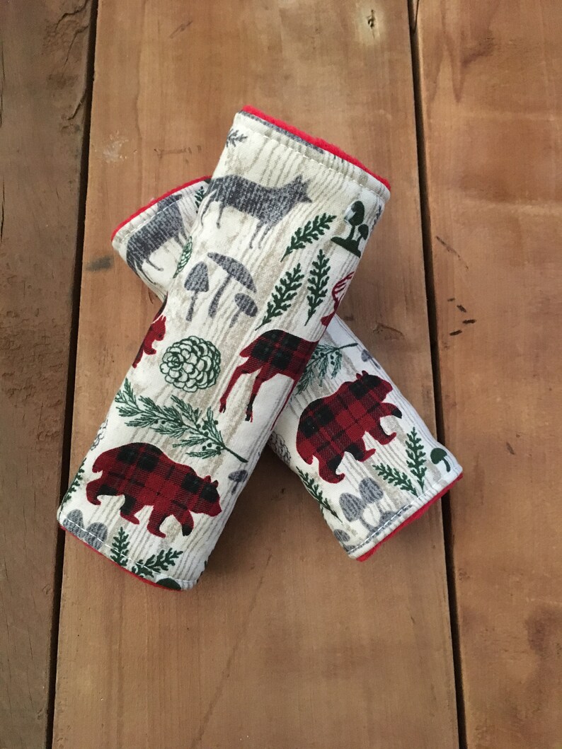 Car Seat Strap Cover Boy Stroller Covers Woodland Baby Shower Gift Kids Plaid Nursery Deer Cat Gifts