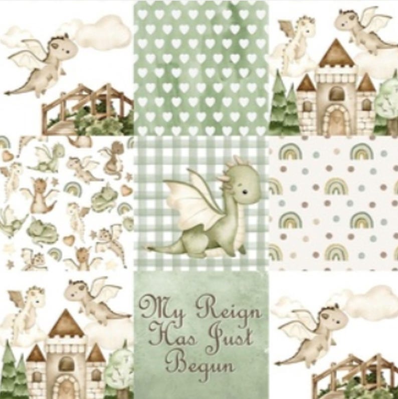 Dragon Baby Blanket: Fantasy Themed Nursery, Soft Minky Crib Comforter
Handmade Baby Quilt, Fantasy Baby Nursery Bedding, Baby Shower Gift, Newborn Boy Room Decor, Fairy Tale Crib Comforter