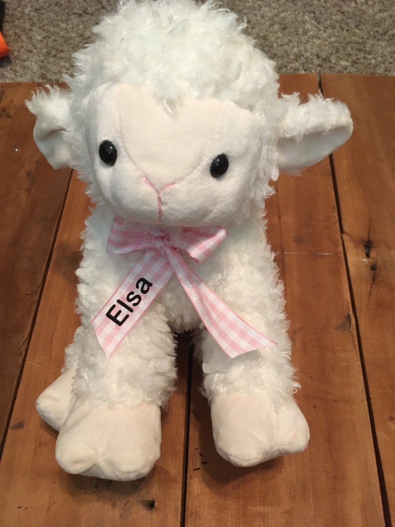 Personalized Easter Lamb Plush Stuffed Animal New Baby Gift Etsy