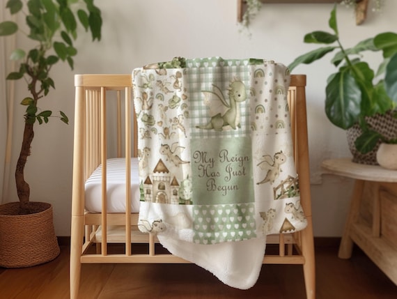 Dragon Baby Blanket: Fantasy Themed Nursery, Soft Minky Crib Comforter