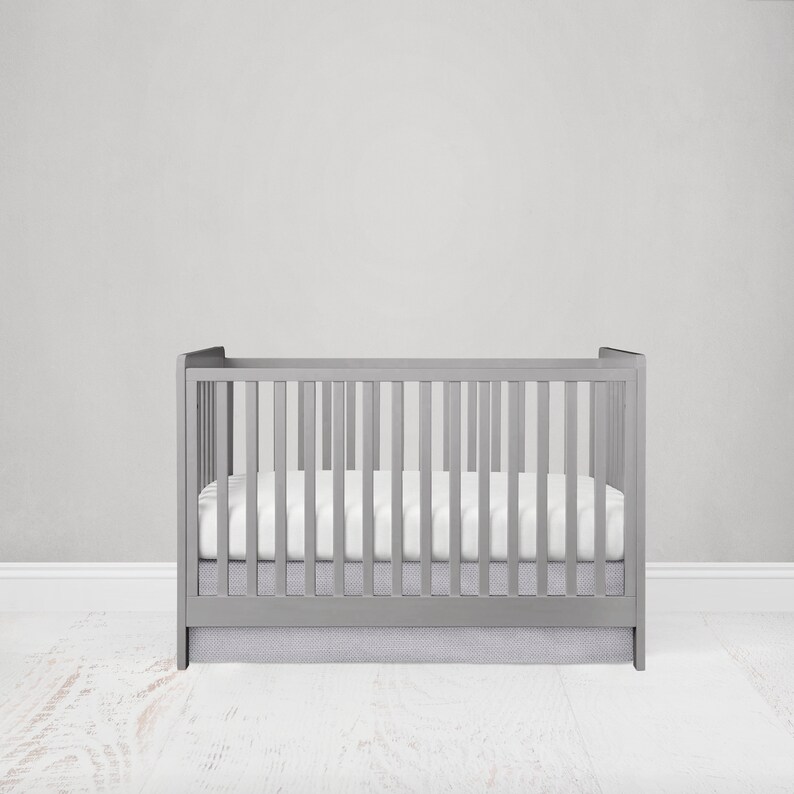 gray crib skirt