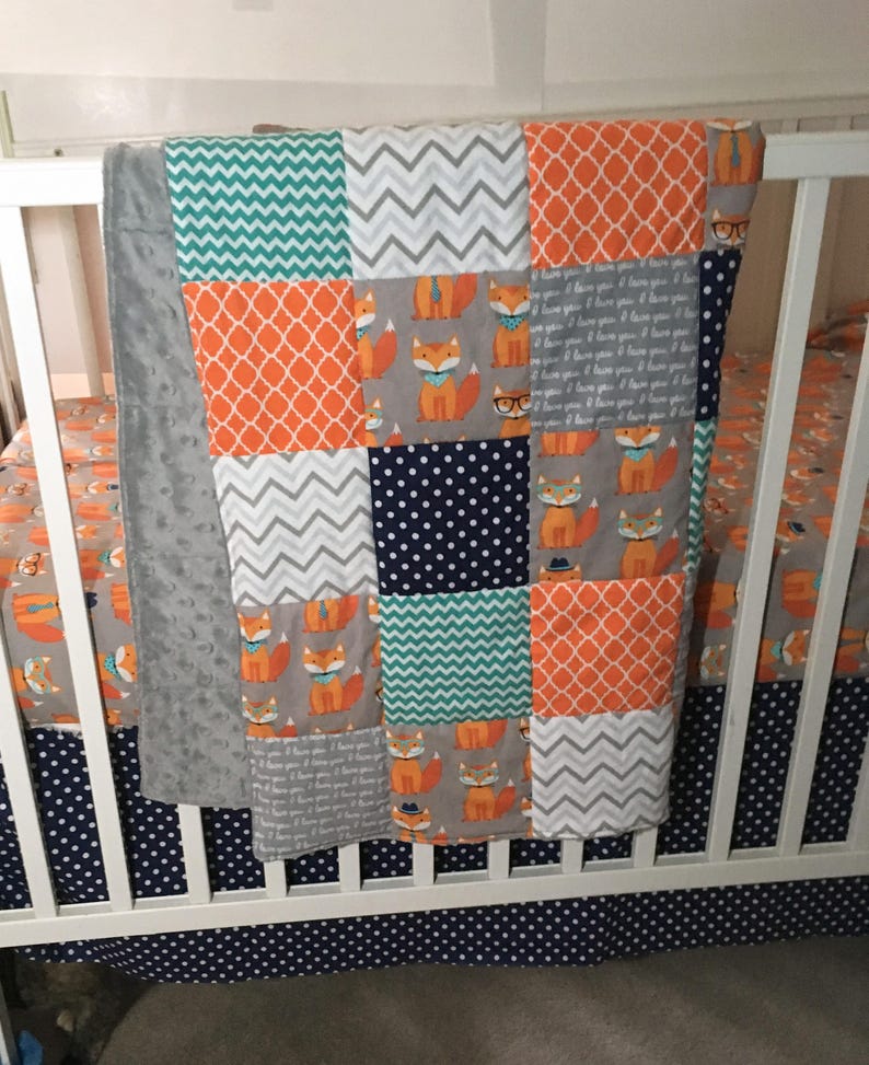 Woodland Crib Bedding Set Fox Baby Blanket Quilt Image 0