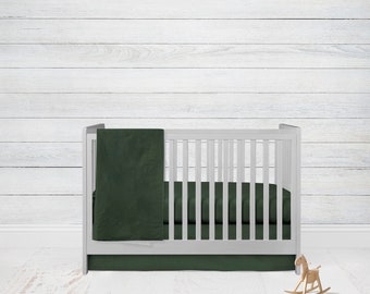 Hunter Green Bedding Set, Dark Green Baby Blanket, Crib Bedding Boy, Crib Skirt, Crib Sheets, Green Nursery Boy Crib Bedding