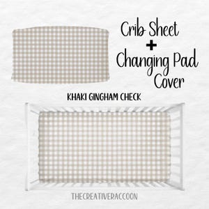 Gingham Crib Sheets Changing Pad Cover Khaki Nursery Neutral Cotton Fitted Crib Sheet Checkered Gift for Baby Safari Nursery Theme Tan Beige