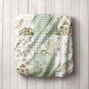 Dragon Baby Blanket: Fantasy Themed Nursery, Soft Minky Crib Comforter
Handmade Baby Quilt, Fantasy Baby Nursery Bedding, Baby Shower Gift, Newborn Boy Room Decor, Fairy Tale Crib Comforter