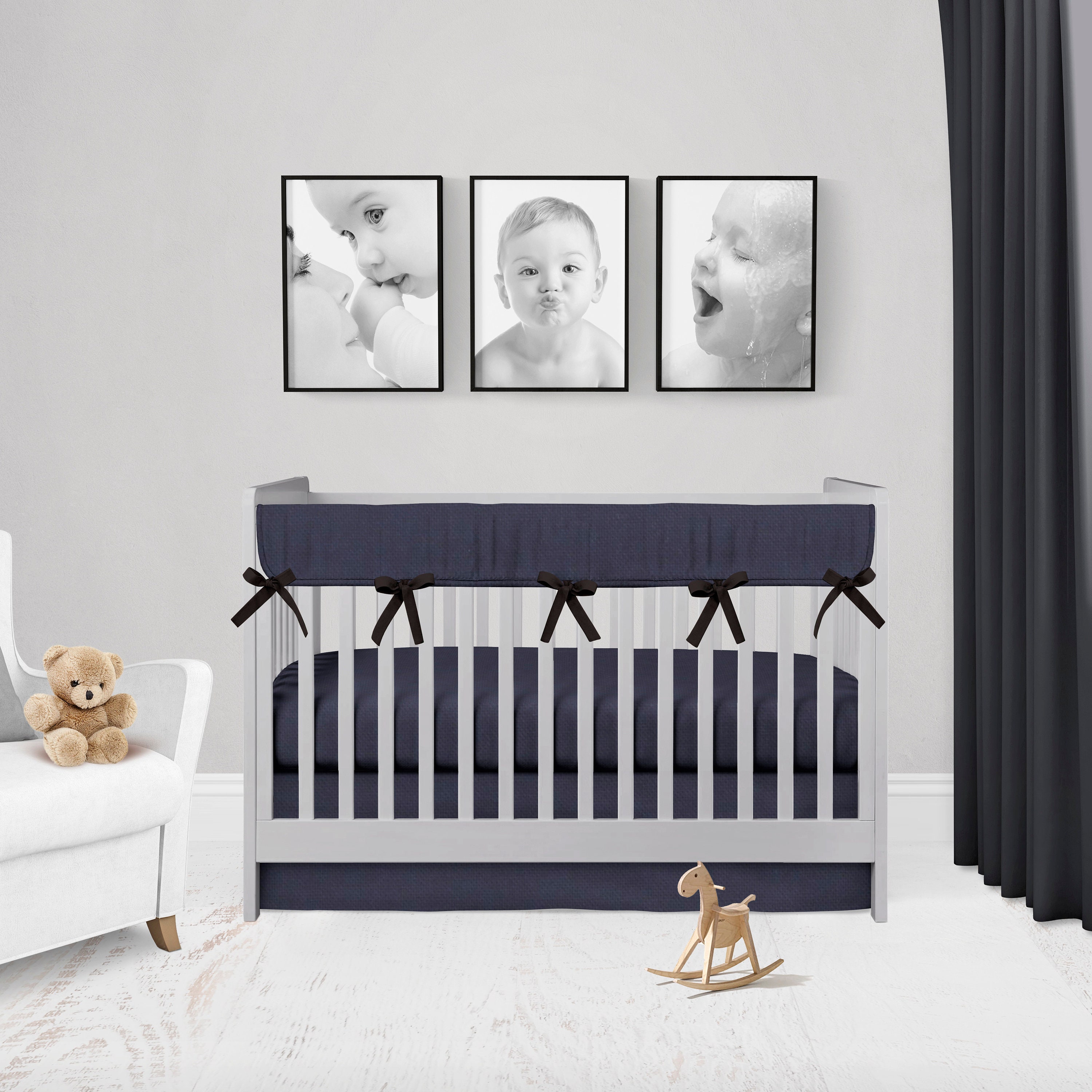 navy blue crib sheet