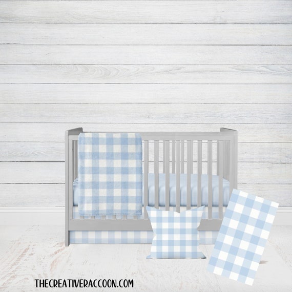 Light blue gingham crib sheet new arrivals