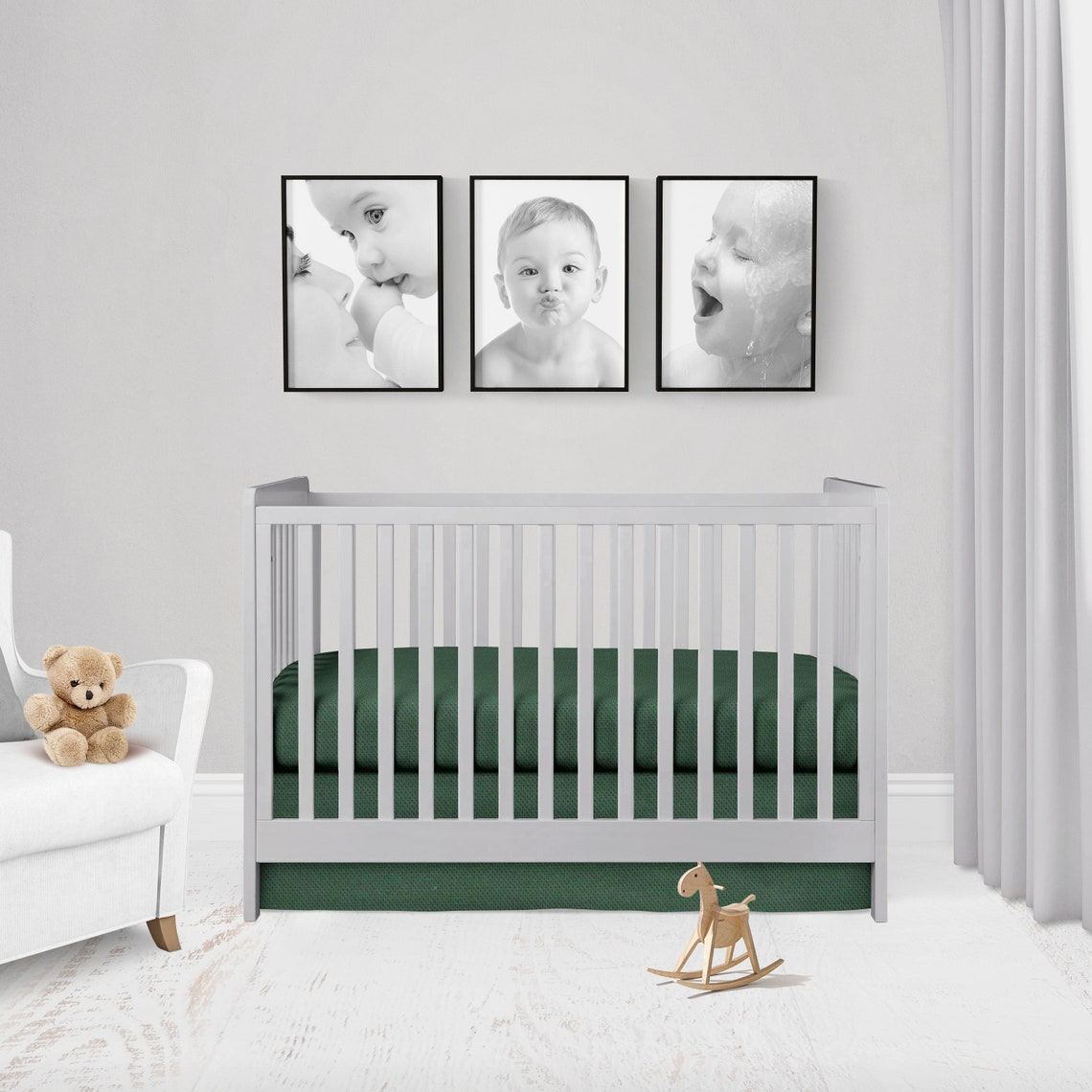 Hunter Green Crib Skirt Hunter Green Crib Sheet Boy Crib Etsy