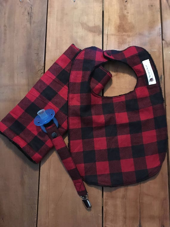 Baby Boy Bibs Plaid Buffalo Plaid Bib and Burp Cloth Set | Etsy