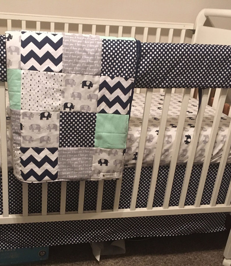 Baby Boy Crib Bedding Set Elephant Quilt - Bedding Set Baby Boy Nursery Baby Boy Crib Bedding Set Elephant Quilt - Bedding Set Baby Boy Nursery