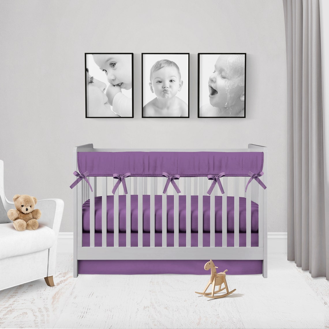 Purple Crib Skirt Purple Crib Sheet Purple Rail Cover Etsy