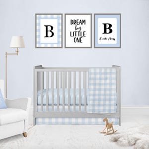 Boy Nursery Bedding Set Blue Gingham Check Farmhouse Crib Nursery Blue Crib Sheet Baby Boy Blanket Personalized Blue Nursery Decor