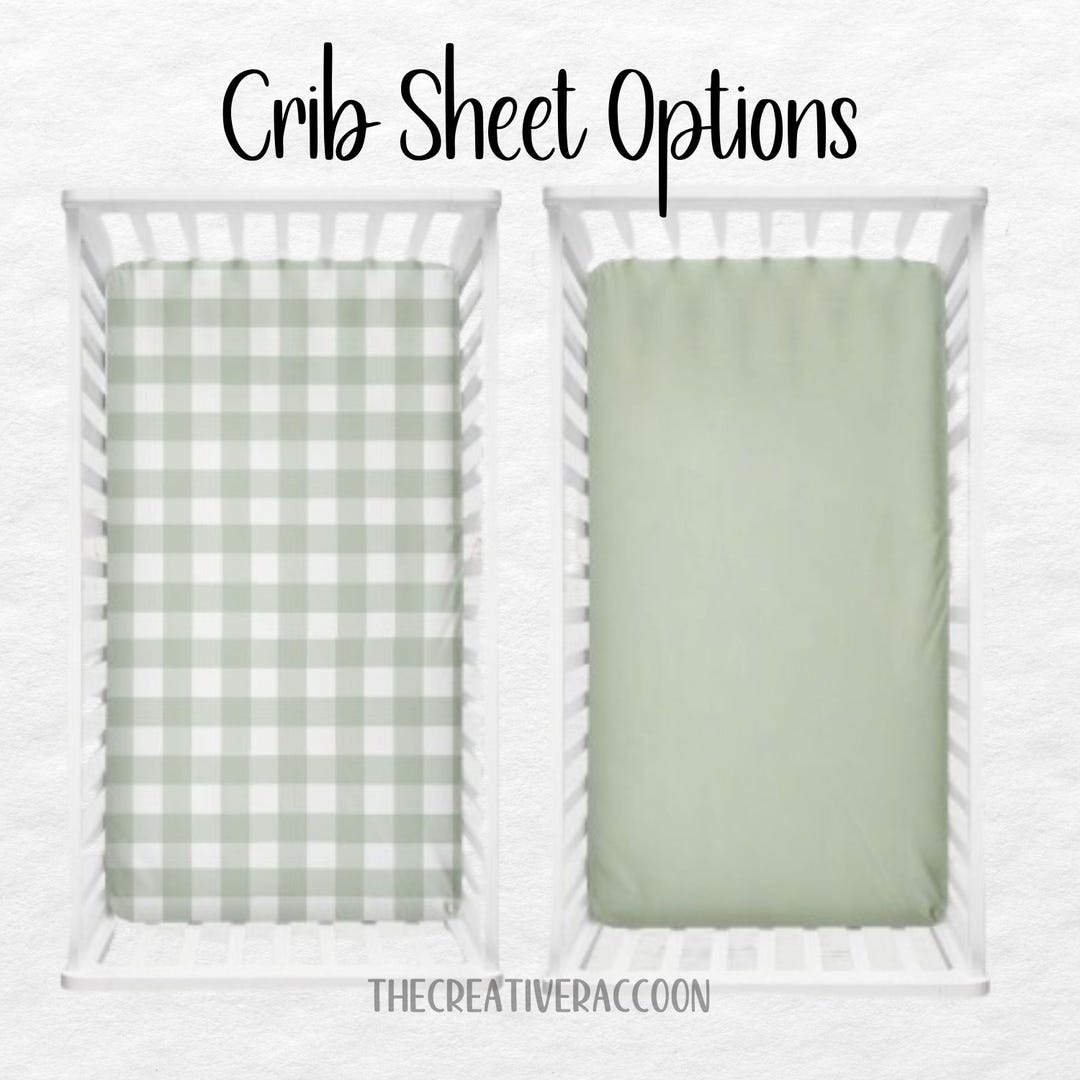 Quincy Mae Woven Crib Sheet in Sage Gingham main image 1