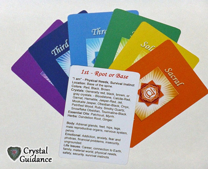 7 Chakra Information Cards | Pocket Chakra Reference Deck | Energy Healing Study Cards bild 3