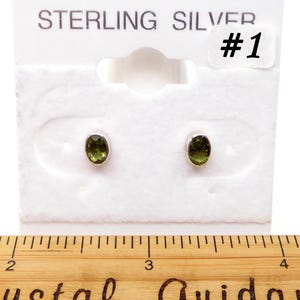 Genuine Moldavite Stud Earrings — Sterling Silver .925